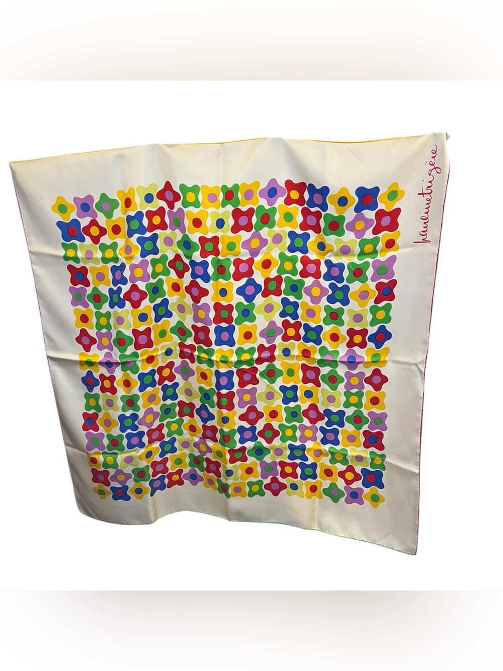 Vintage Pauline Trigere Floral Silk Scarf
